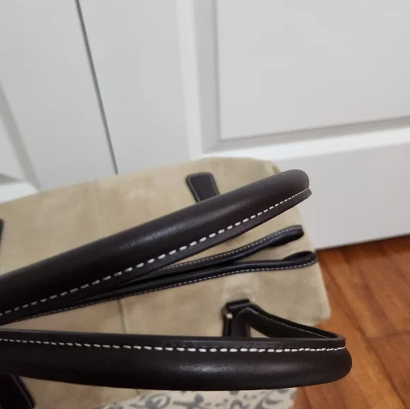 Vintage The Limited Tan Suede / Brown Leather Trim Tote Handbag - Picture 6 of 8